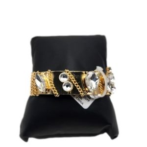 INC Gold Chain Wrap Cuff with Crystals bracelet